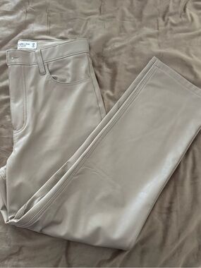 A&F Vegan Leather Skinny Pants in Taupe